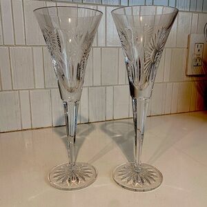 Pair Waterford Crystal Champagne Flutes. NEVER USED!